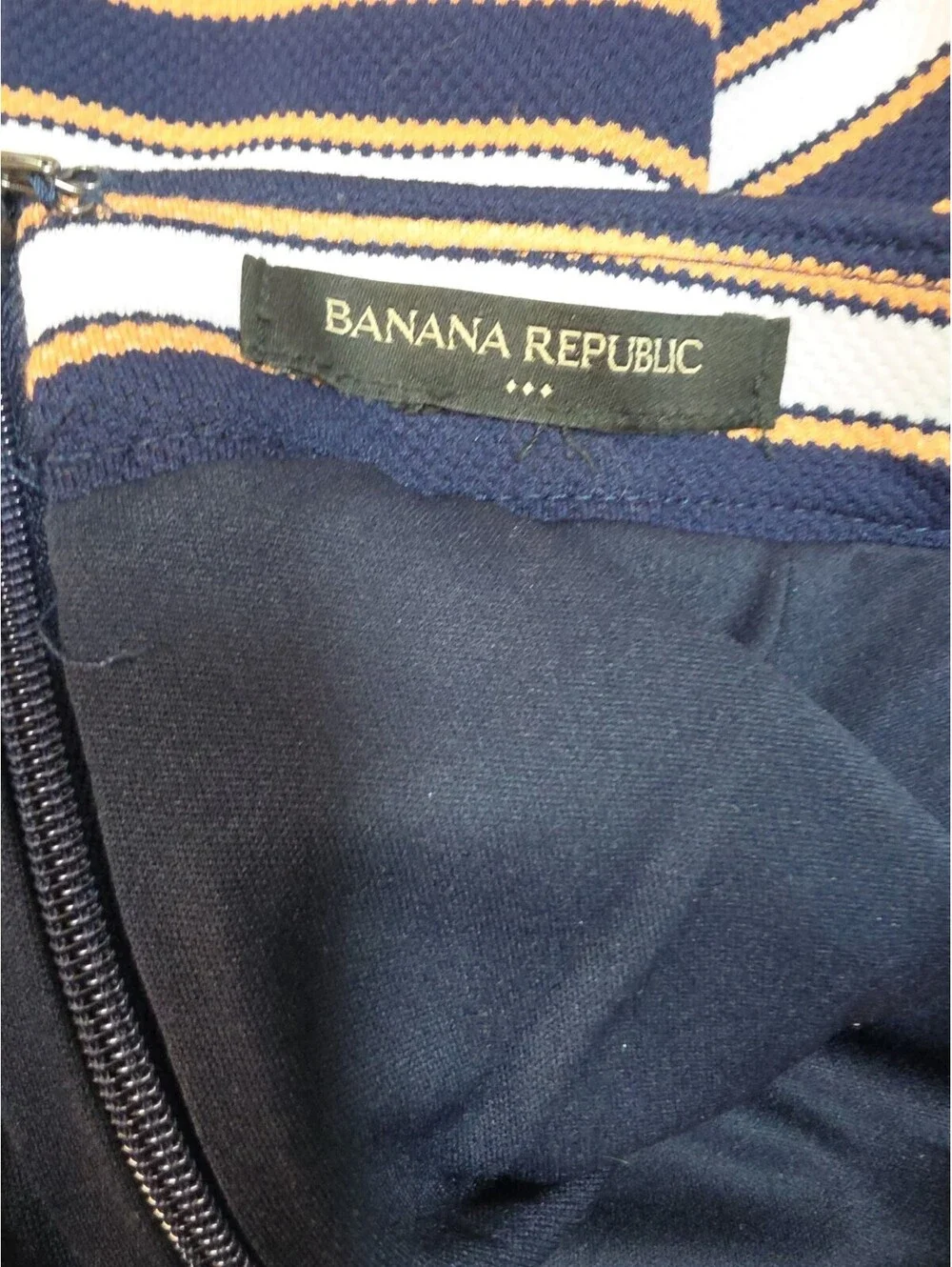 Banana Republic Navy And Light Orange Striped Stretchy Lined Skirt 0P